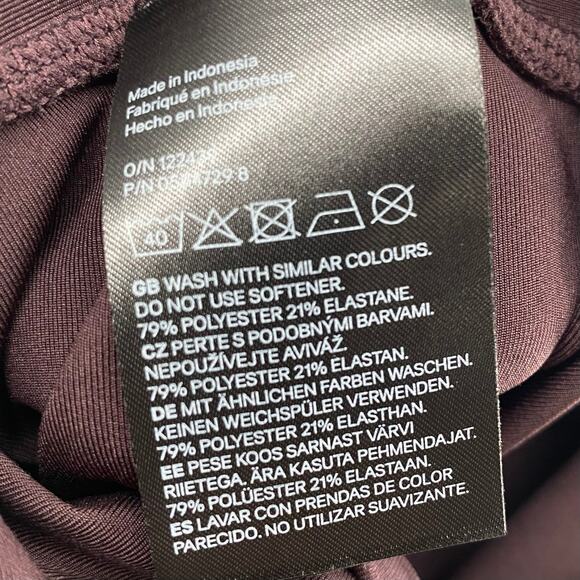 H&M SPORT Maternity Activewear Leggings Size Medium Maroon Sheer Mesh Detail - Picture 6 of 6